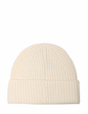 CAPPELLO MC 2 SAINT BARTH MOSS BIANCO IN MISTO LANA E CASHMERE A COSTE CON LOGO RICAMATO SUL DAVANTI