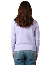 MAGLIONE DONNA MC 2 SAINT BARTH LILLA CON SCRITTA "DOLCEMENTE COMPLICATA" VIOLA IN MISTO LANA E CASHMERE