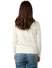 MAGLIONE DONNA MC 2 SAINT BARTH BIANCO CON SCRITTA "TU SI A FINE DO MUNN" ARGENTO IN MISTO LANA E CASHMERE