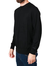 MAGLIONE UOMO MC 2 SAINT BARTH NERO GIROCOLLO CON RICAMO LOGO SUL POLSINO IN LANA MERINO 100%