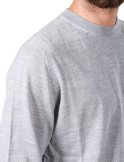 MAGLIONE UOMO MC 2 SAINT BARTH GRIGIO CHIARO GIROCOLLO CON RICAMO LOGO SUL POLSINO IN LANA MERINO 100%