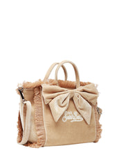 BORSA DONNA MC 2 SAINT BARTH VANITY MINI BEIGE CON FRANGE E FIOCCO IN VELLUTO