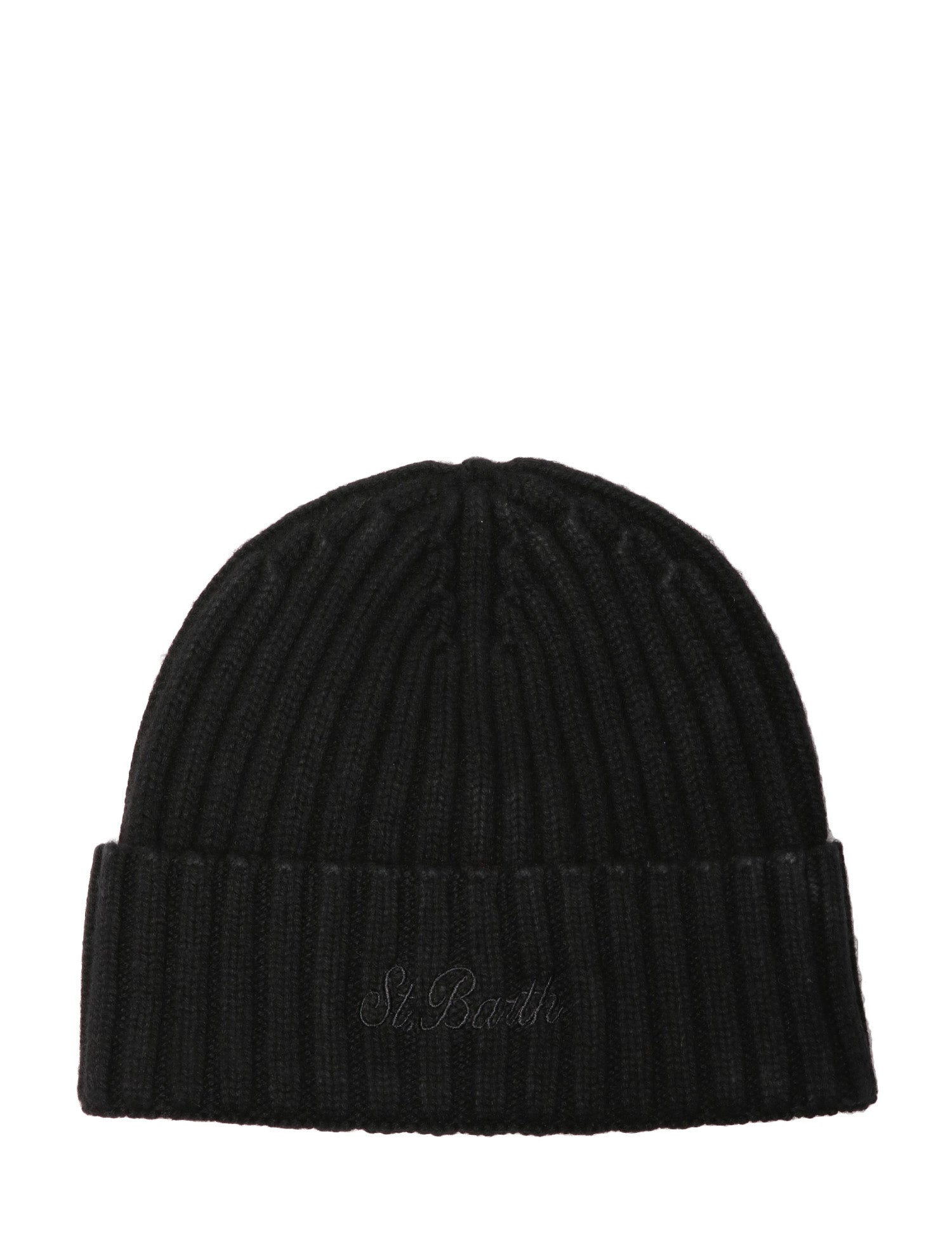 CAPPELLO UOMO MC 2 SAINT BARTH WENGEN NERO CON RICAMO LOGO IN MISTO LANA E CASHMERE A COSTE