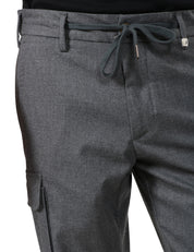 PANTALONE UOMO MYTHS GRIGIO CON TASCHE CARGO LATERALI E COULISSE IN VITA