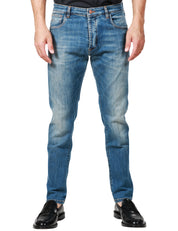 JEANS UOMO OFFICINA 36 DENIM MEDIO CON EFFETTO VINTAGE IN TELA DENIM CON COTONE RICICLATO