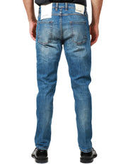 JEANS UOMO OFFICINA 36 DENIM MEDIO CON EFFETTO VINTAGE IN TELA DENIM CON COTONE RICICLATO