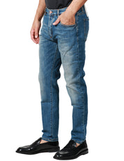 JEANS UOMO OFFICINA 36 DENIM MEDIO CON EFFETTO VINTAGE IN TELA DENIM CON COTONE RICICLATO