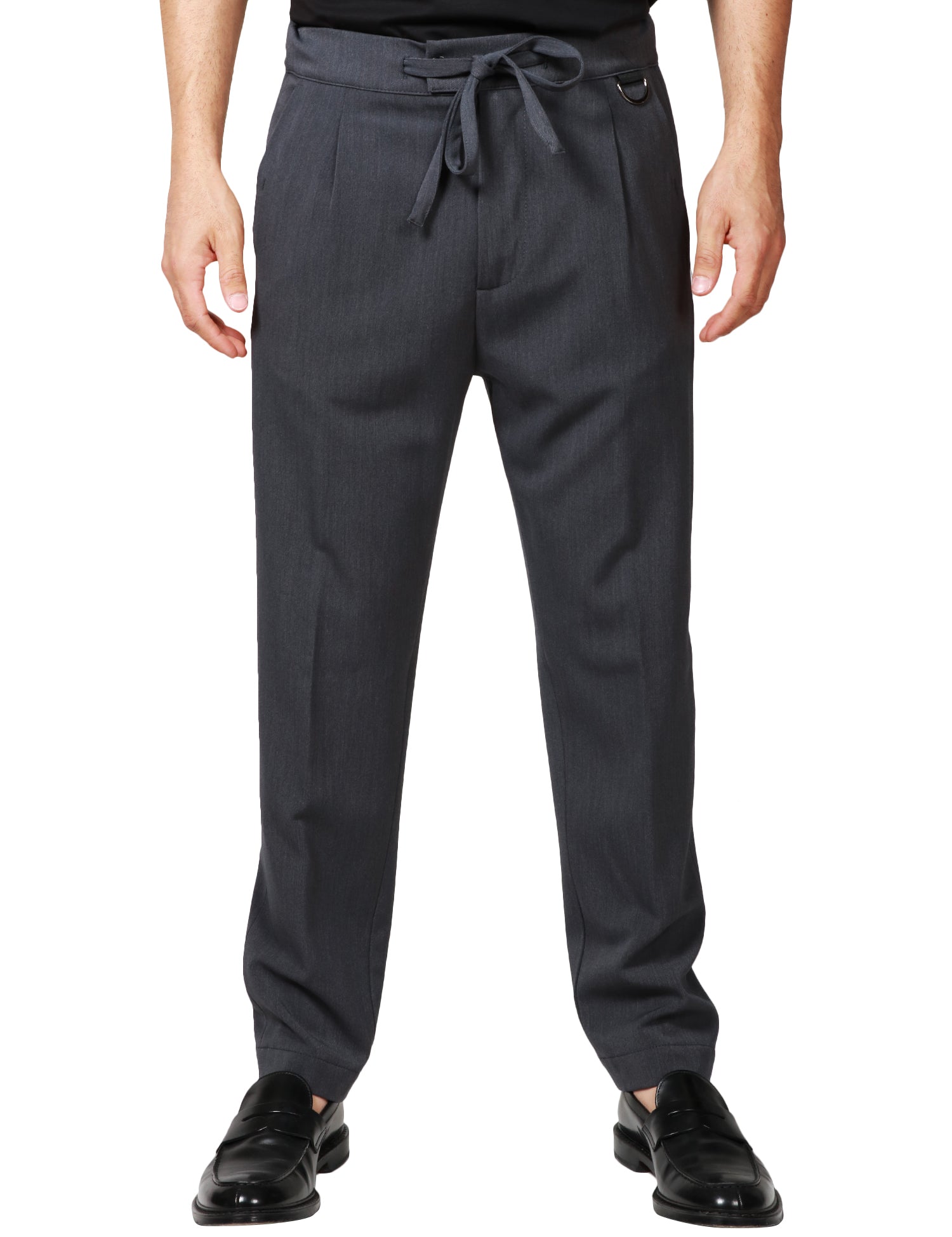 PANTALONE UOMO OFFICINA 36 BONNIE GRIGIO CON COULISSE E TASCHE POSTERIORI CON PATTA A GAMBA DRITTA