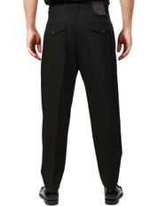 PANTALONE UOMO OFFICINA 36 NERO CON COULISSE E PINCES