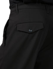 PANTALONE UOMO OFFICINA 36 NERO CON COULISSE E PINCES