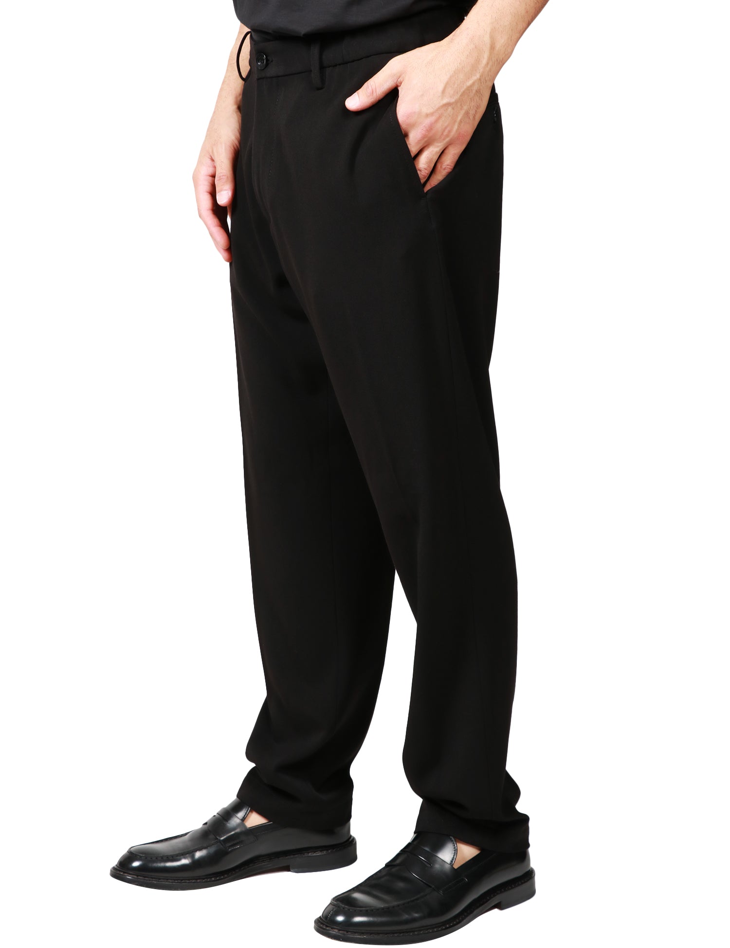 PANTALONE UOMO OFFICINA 36 NERO CON ZIP E BOTTONE A GAMBA DRITTA