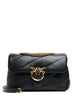 Borsa pinko nera classic love bag puff in nappa trapuntata con fibbia love birds e catena oro