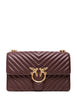 Borsa pinko marrona classic love bag one in nappa trapuntata chevron con fibbia e catena oro