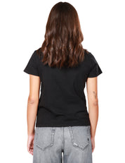 T-SHIRT DONNA PINKO NERA GIROCOLLO IN JERSEY DI COTONE E STAMPA MINI LOGO CENTRALE DAVANTI