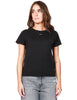 T-shirt donna pinko nera girocollo in jersey di cotone e stampa mini logo centrale davanti