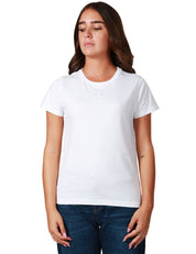 T-SHIRT DONNA PINKO BIANCA GIROCOLLO IN JERSEY DI COTONE CON LOGO LOVE BIRDS RICAMATO DAVANTI