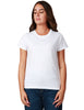 T-shirt donna pinko bianca girocollo in jersey di cotone con logo love birds ricamato davanti