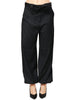 Pantalone donna pinko nero a gamba leggermente ampia con polsino elastico sul fondo e fusciacca in vita in flanella di misto lana stretch