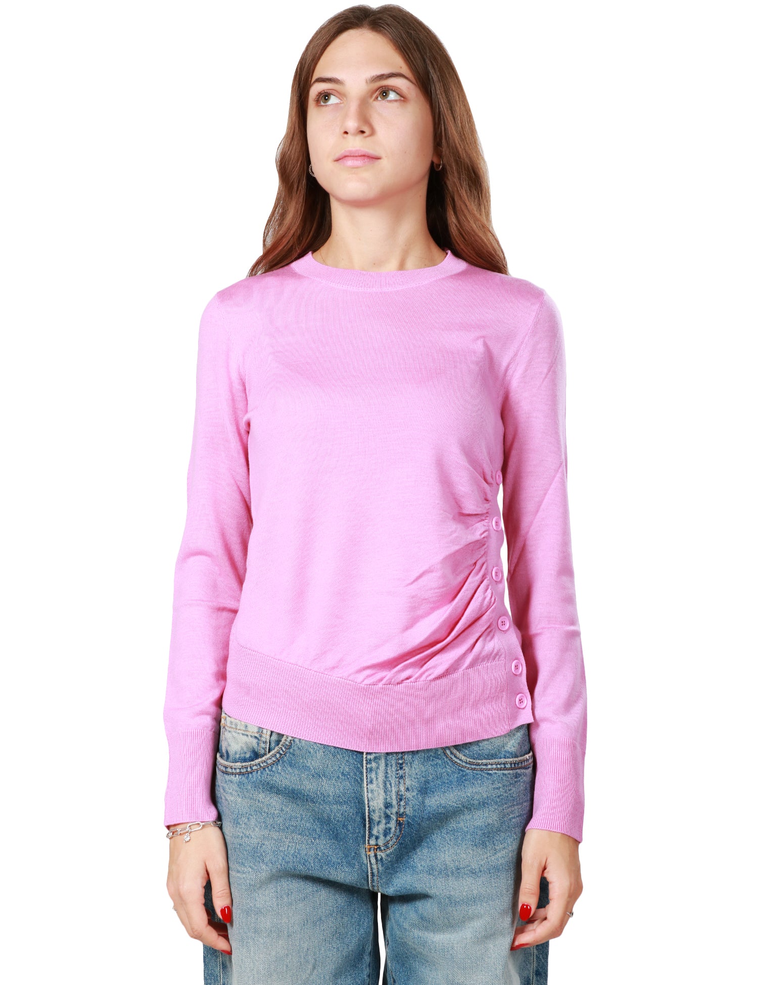 Maglia DONNA PINKO ROSA in lana con bottoni laterali