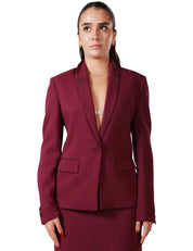 GIACCA DONNA PINKO GIAPPONE VINO MONOPETTO CON PICCOLO COLLO A REVER SCIALLATO IN TWILL DI MISTO LANA STRETCH