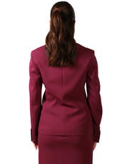 GIACCA DONNA PINKO GIAPPONE VINO MONOPETTO CON PICCOLO COLLO A REVER SCIALLATO IN TWILL DI MISTO LANA STRETCH