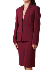 GIACCA DONNA PINKO GIAPPONE VINO MONOPETTO CON PICCOLO COLLO A REVER SCIALLATO IN TWILL DI MISTO LANA STRETCH