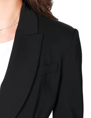 GIACCA BLAZER DONNA PINKO NERA DOPPIOPETTO CON BOTTONI IN METALLO A FORMA DI NODO E TASCHE CON PATTA, IN TESSUTO CADY TECNICO