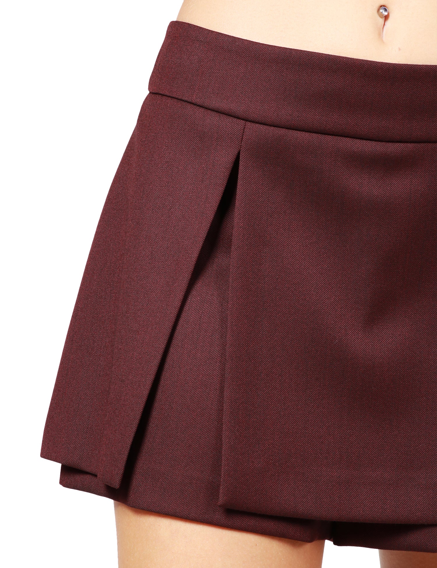 SHORTS DONNA PINKO BORDEAUX EFFETTO MINIGONNA IN FLANELLA DI MISTO LANA STERTCH