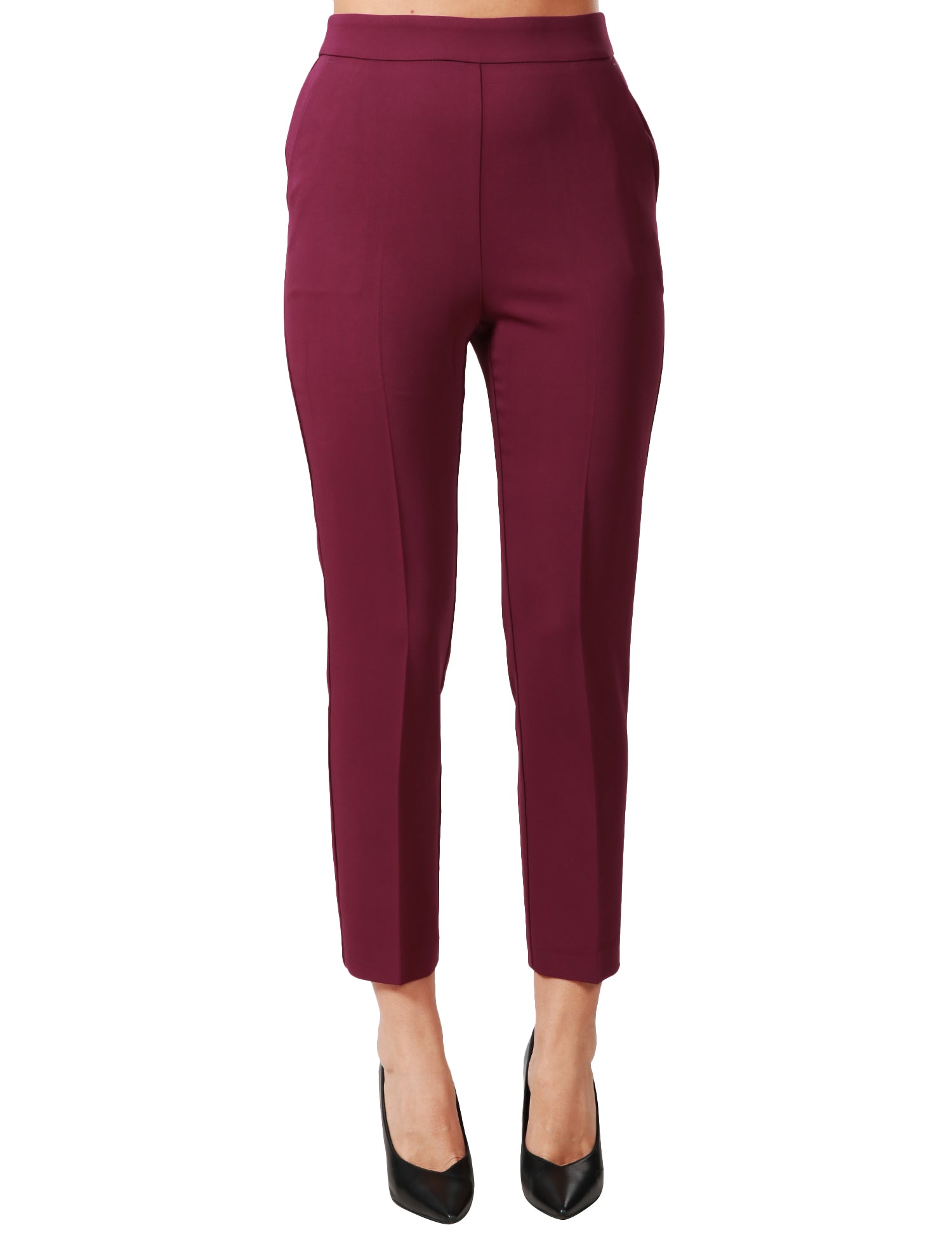 PANTALONE DONNA PINKO PARANO VINO VITA ALTA A SIGARETTA IN CADY TECNICO DI VISOCSA STRETCH