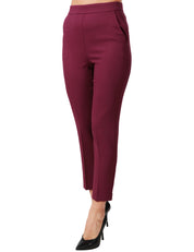 PANTALONE DONNA PINKO PARANO VINO VITA ALTA A SIGARETTA IN CADY TECNICO DI VISOCSA STRETCH