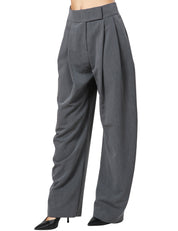 PANTALONE DONNA PINKO GRIGIO CON GAMBA AMPIA E LEGGERMENTE CURVA IN TESSUTO FLUIDO DI MISTO VISCOSA STRETCH