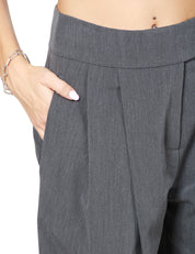 PANTALONE DONNA PINKO GRIGIO CON GAMBA AMPIA E LEGGERMENTE CURVA IN TESSUTO FLUIDO DI MISTO VISCOSA STRETCH