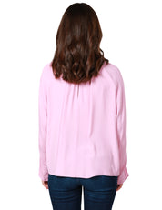 BLUSA DONNA PINKO ROSA ANTICO CON APERTURA A V DAVANTI E MANICHE RAGLAN IN CRèPE DE CHINE MISTO SETA