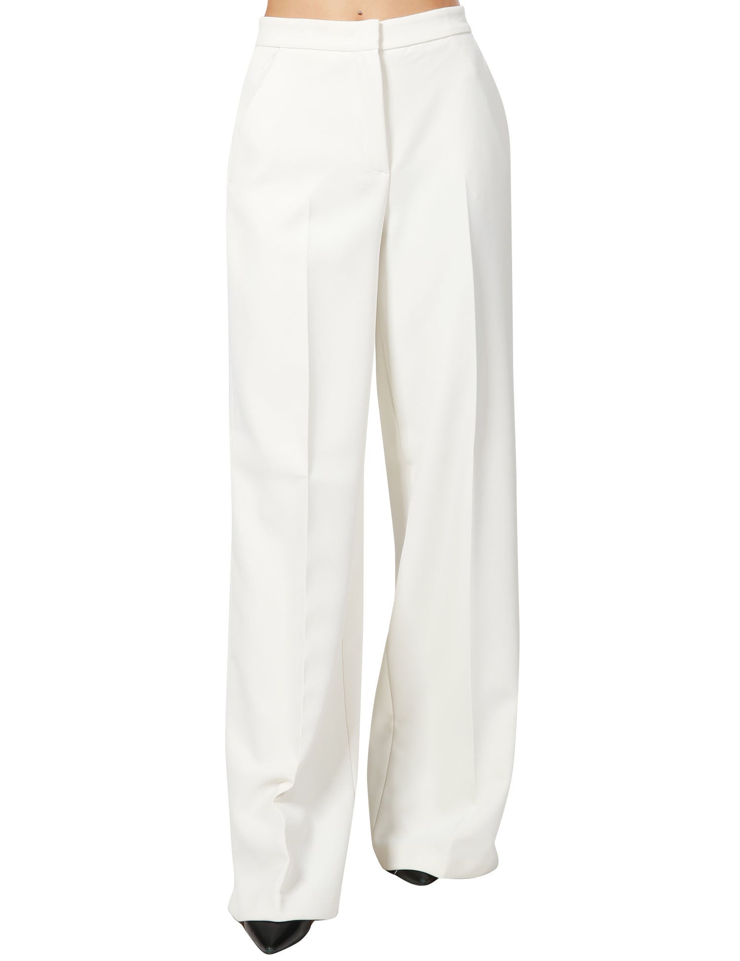 PANTALONE DONNA PINKO BIANCO A PALAZZO CON PIEGA CENTRALE SIA DAVANTI CHE DIETRO IN CRèPE STRETCH