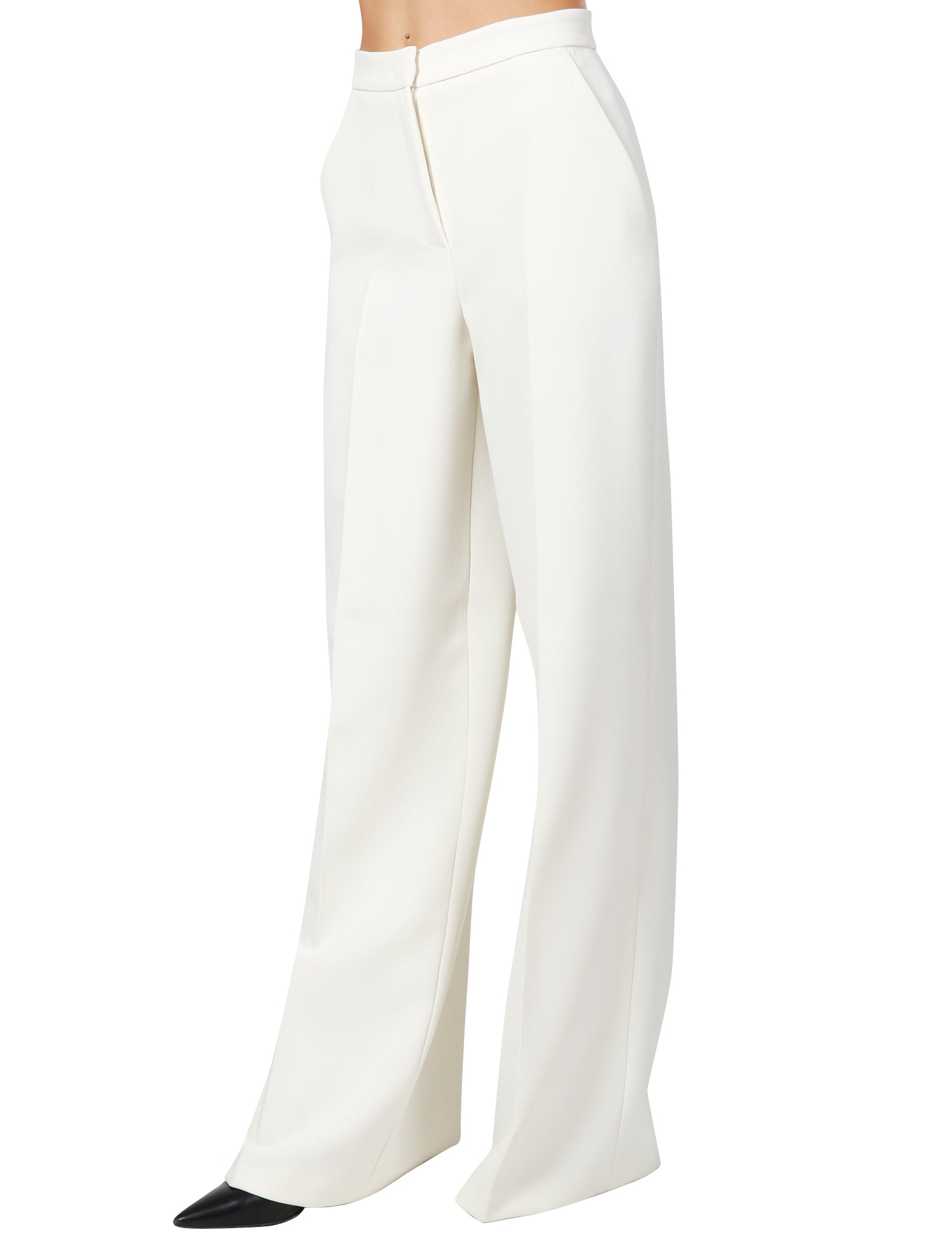 PANTALONE DONNA PINKO BIANCO A PALAZZO CON PIEGA CENTRALE SIA DAVANTI CHE DIETRO IN CRèPE STRETCH