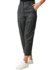 PANTALONE DONNA PINKO SCIVOLO NERO/GRIGIO CROPPED IN FLANELLA CON PINCES