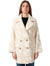 CAPPOTTO DONNA PINKO TORO PANNA/BEIGE DOPPIOPETTO IN SIMILPELLICCIA LOGATA