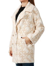 CAPPOTTO DONNA PINKO TORO PANNA/BEIGE DOPPIOPETTO IN SIMILPELLICCIA LOGATA