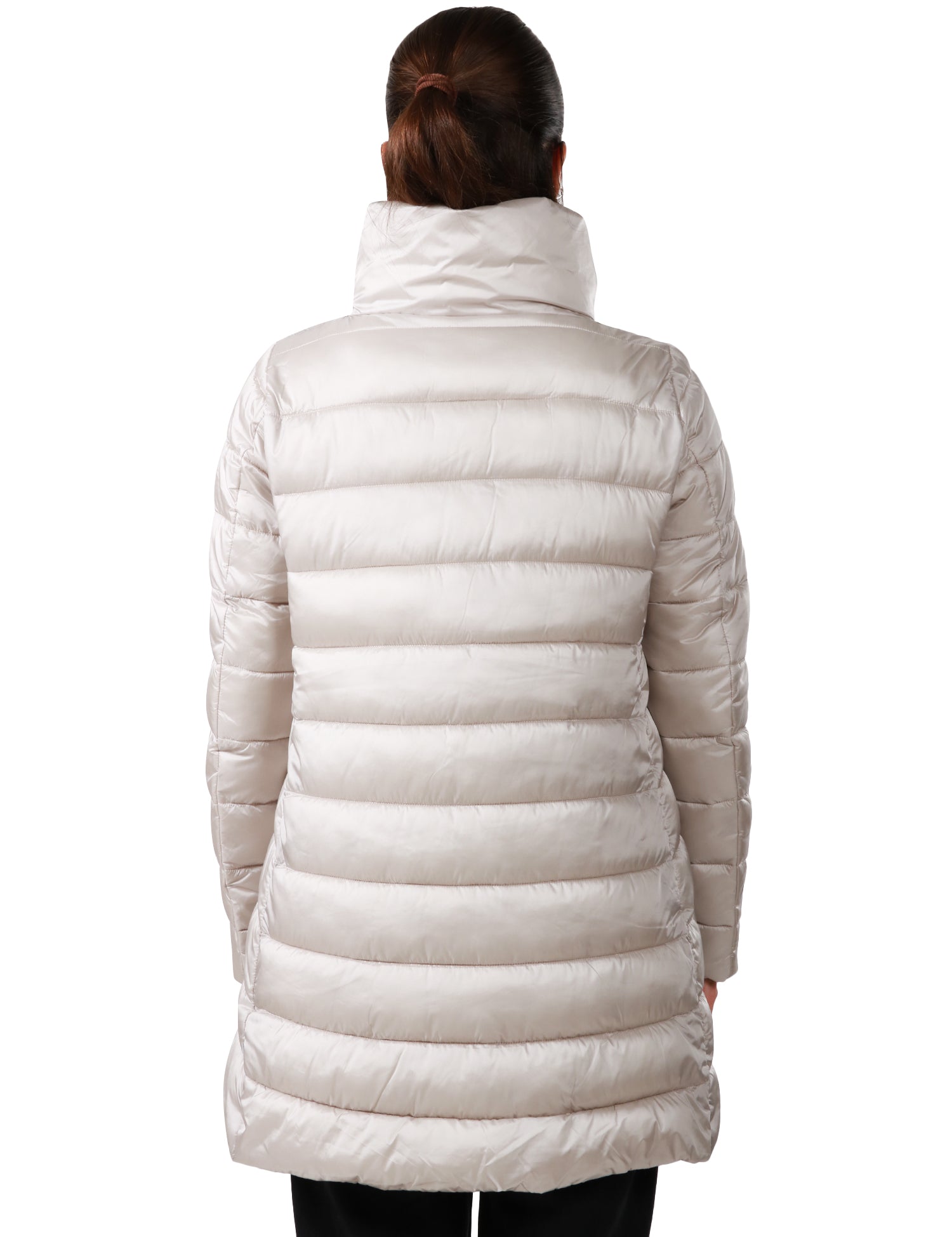 PIUMINO DONNA SAVE THE DUCK LYDIA BEIGE CON ZIP E COLLO A VULCANO IN NYLON TRAPUNTATO IDROREPELLENTE