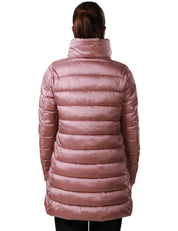 PIUMINO DONNA SAVE THE DUCK LYDIA ROSA LUNGO CON ZIP E COLLO A VULCANO IN NYLON IDROREPELLENTE