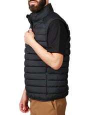 GILET UOMO SAVE THE DUCK RHUS NERO IDROREPELLENTE COLLO IN PIEDI E ZIP CON TASCHE LATERALI IN POLIESTERE RICICLATO