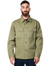 CAMICIA UOMO TELA GENOVA VERDE MILITARE CON TASCONI DAVANTI IN 100%COTONE