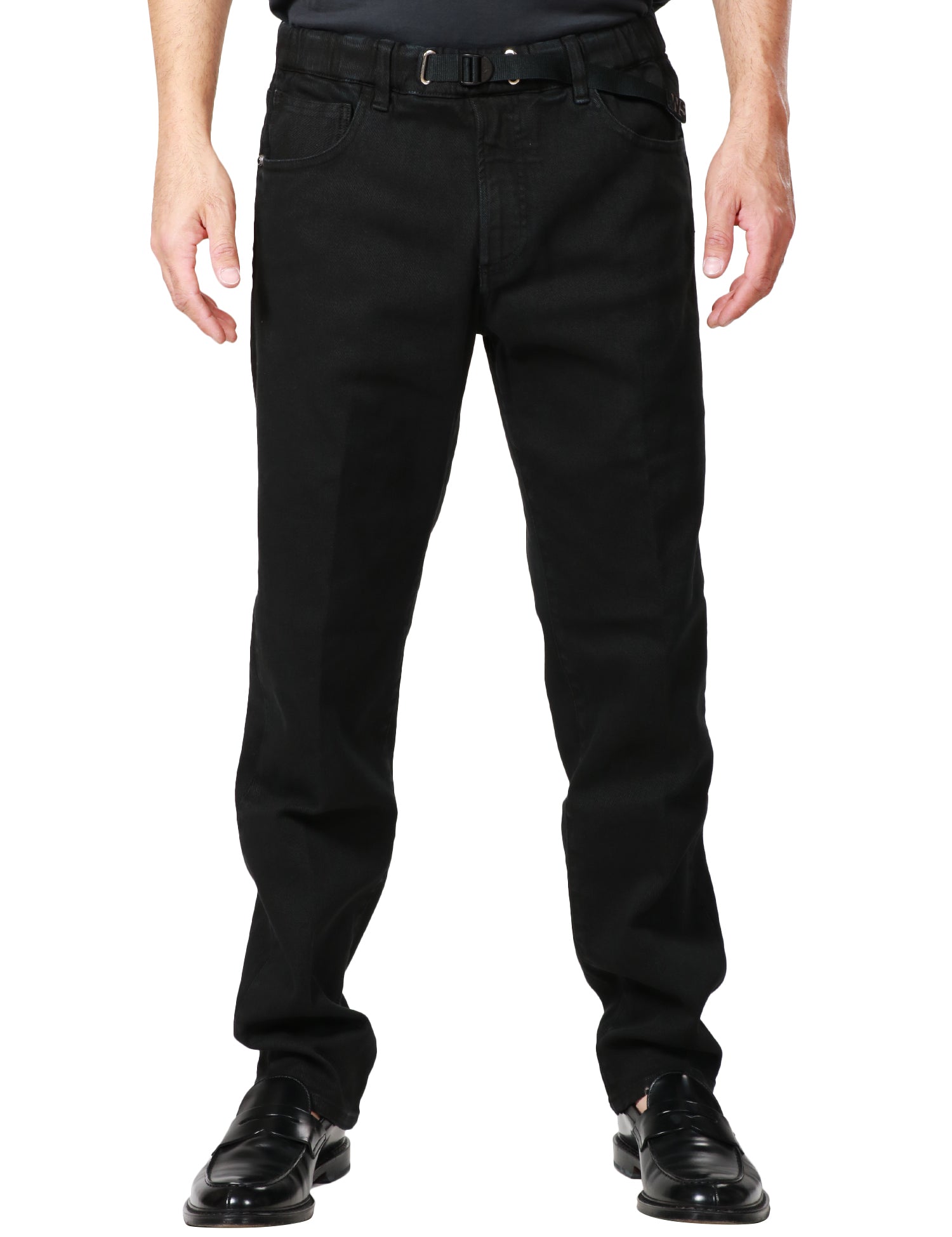 PANTALONE UOMO WHITESAND COLIN NERO 5 TASCHE CON CINTURA IN VITA REGOLABILE IN COTONE STRETCH