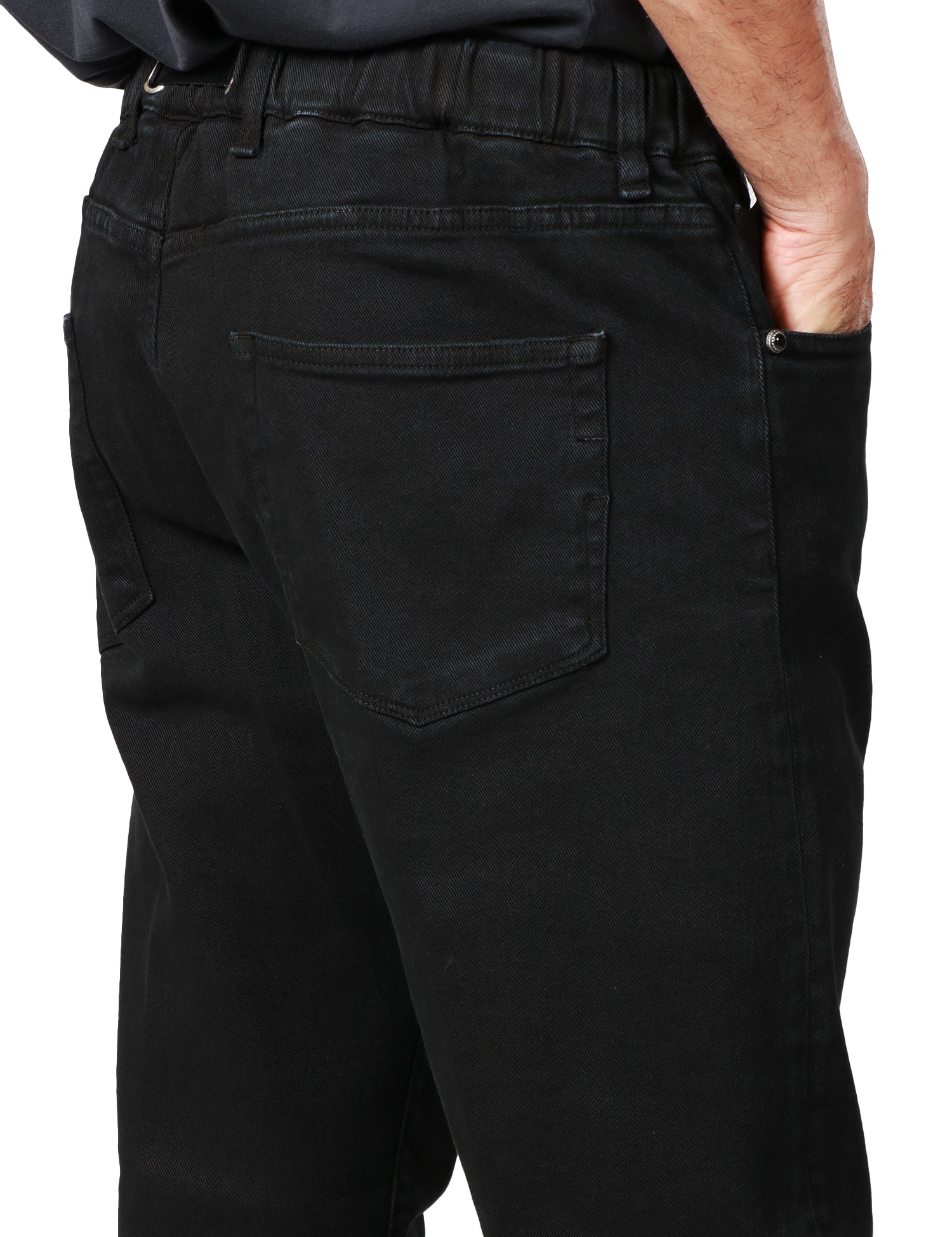 PANTALONE UOMO WHITESAND COLIN NERO 5 TASCHE CON CINTURA IN VITA REGOLABILE IN COTONE STRETCH