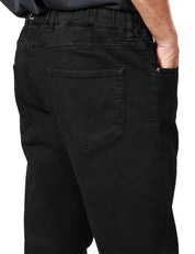 PANTALONE UOMO WHITESAND COLIN NERO 5 TASCHE CON CINTURA IN VITA REGOLABILE IN COTONE STRETCH