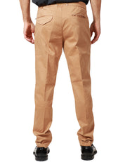 PANTALONE UOMO WHITESAND GREG CAMMELLO IN GABARDINA DI COTONE CON CINTURA REGOLABILE IN VITA IN GROSGRAIN