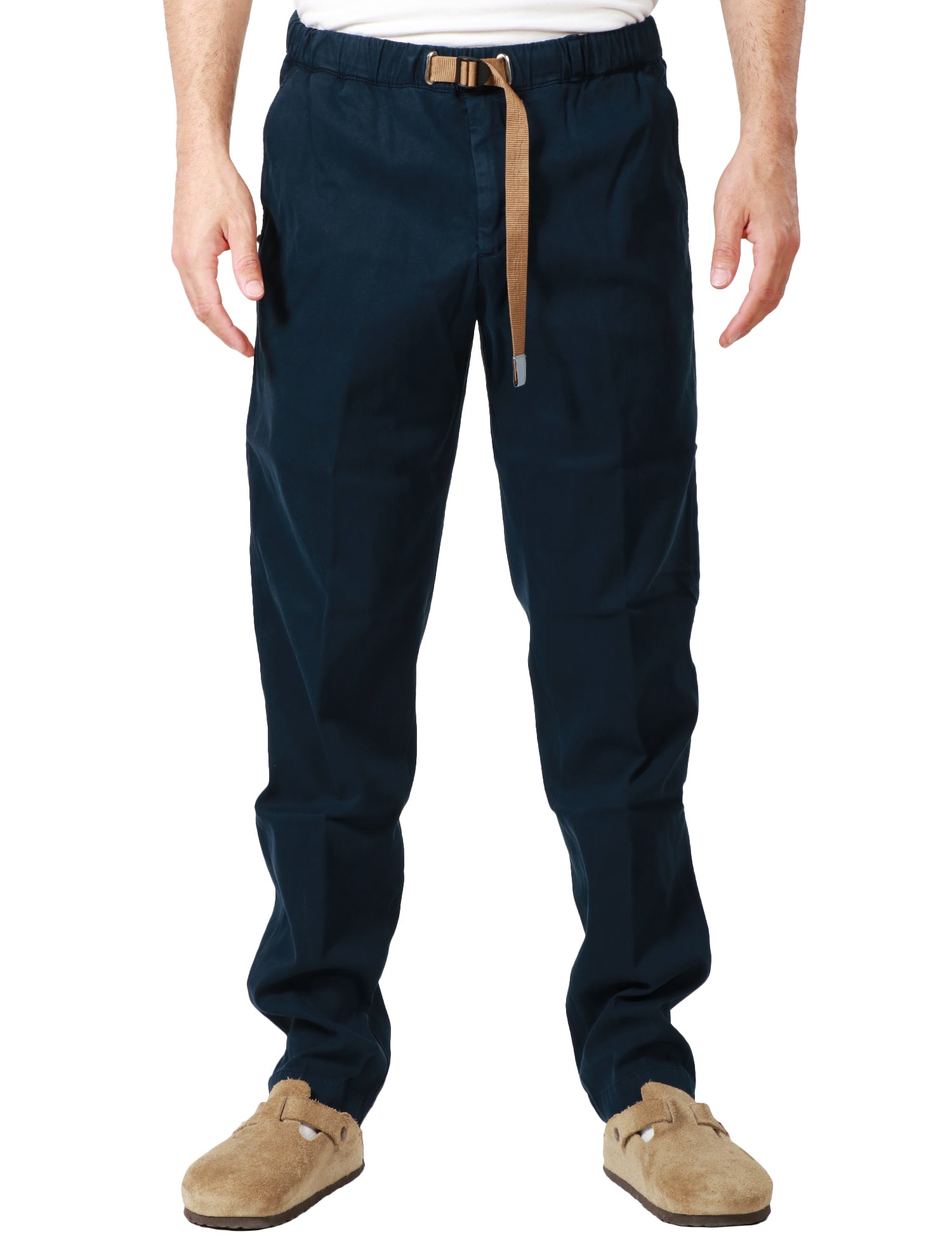 PANTALONE UOMO WHITESAND DENIM BLU CON CINTURA GROS GRAIN A CONTRASTO IN VITA