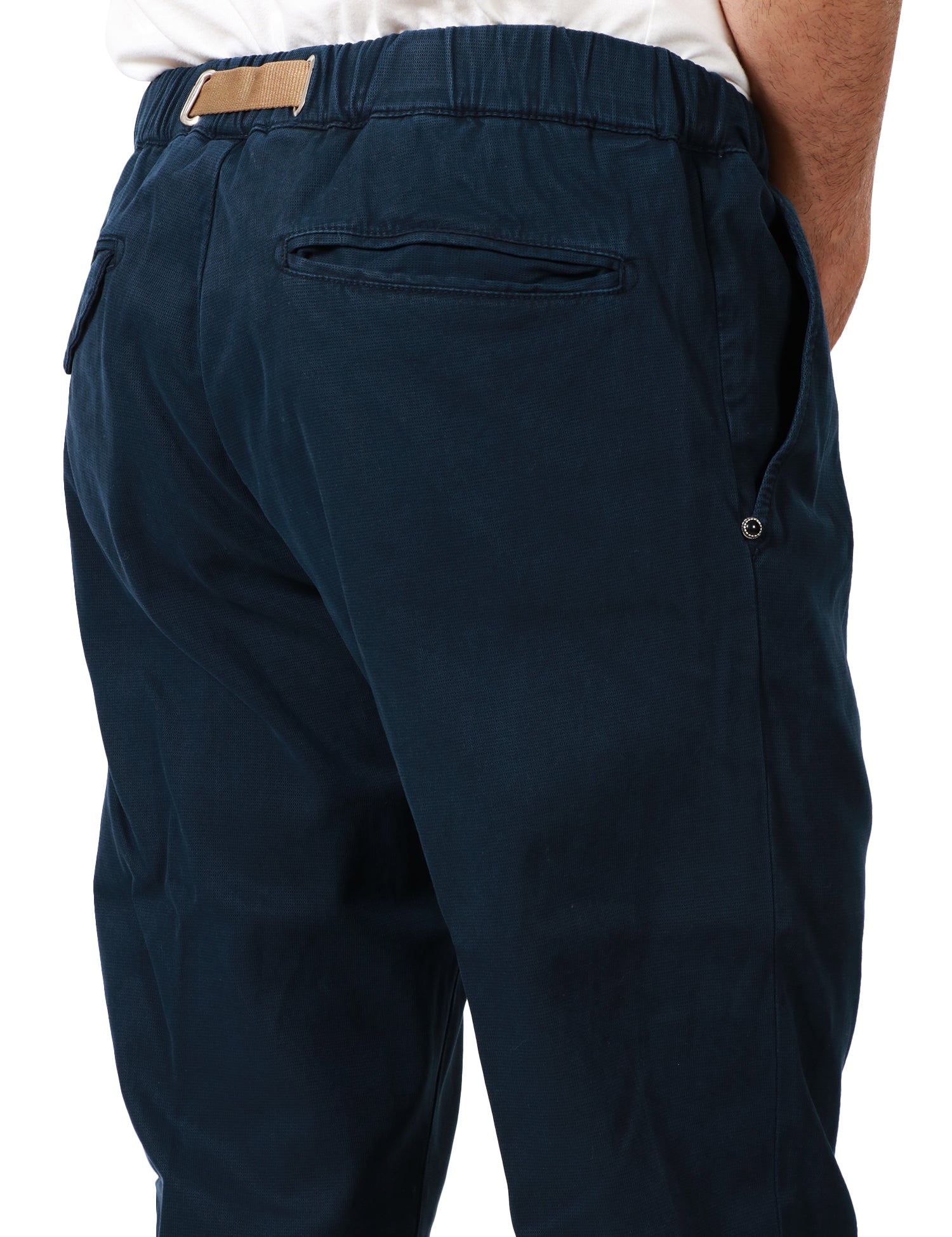 PANTALONE UOMO WHITESAND DENIM BLU CON CINTURA GROS GRAIN A CONTRASTO IN VITA