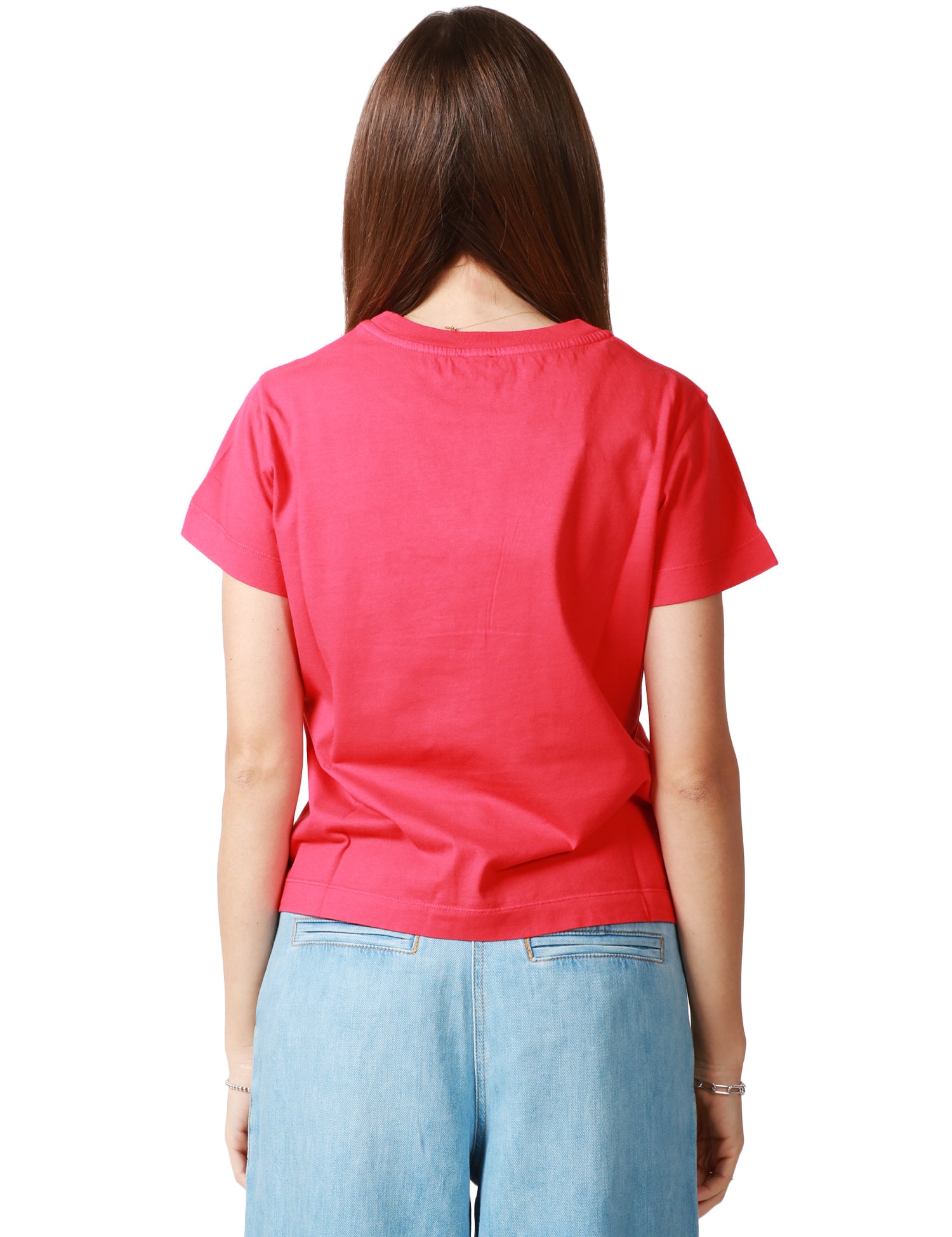 T-SHIRT DONNA PINKO BASICO ROSSA IN JERSEY CON STAMPA LOGO SUL PETTO