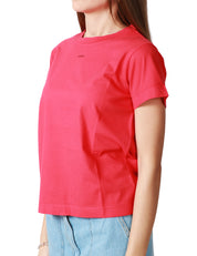 T-SHIRT DONNA PINKO BASICO ROSSA IN JERSEY CON STAMPA LOGO SUL PETTO